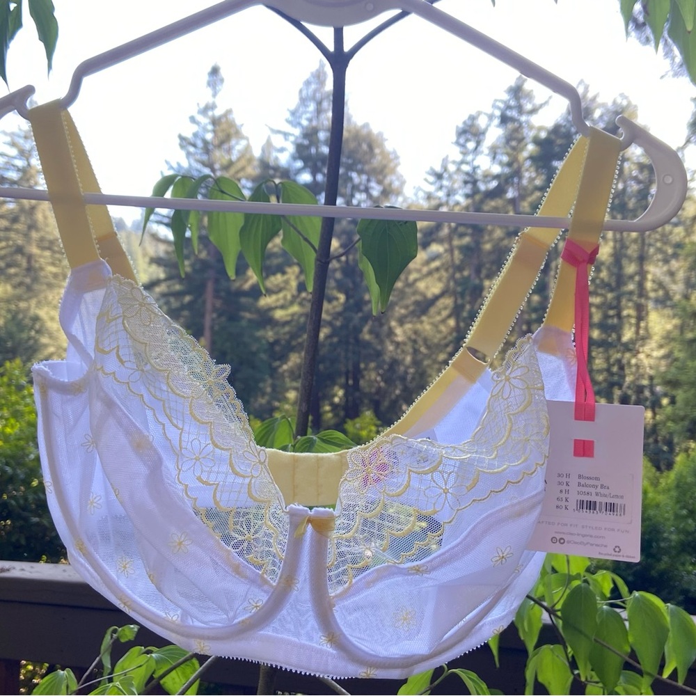 NWT 30H Blossom Balcony Bra Cleo by Panache White/Lemon